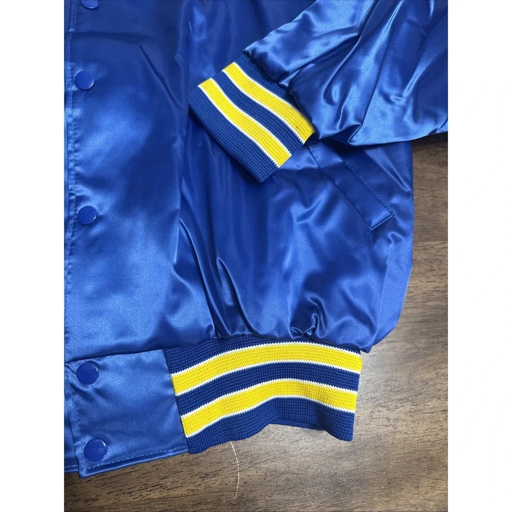Vintage MOOG Satin Bomber Jacket Mens XL Blue & Yellow Hilton Activewear New NOS